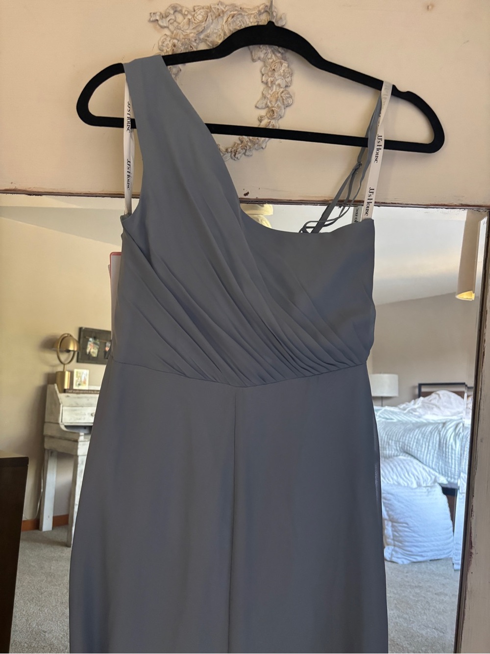 NWT JJ's House Faryn
Dusty Blue A-line One Shoulder Ruffle Chiffon - Picture 5 of 11